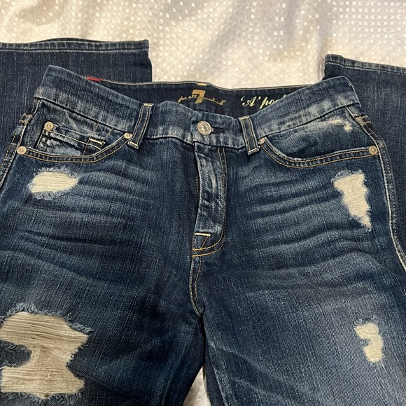 7FOR ALL MANKIND A POCKET FLARE DISTRESSED JEANS 27 - Picture 4 of 9